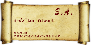 Sréter Albert névjegykártya